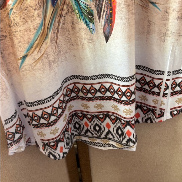 Colorful big bang Feather Print Women's Top XL - Picture 3 of 6